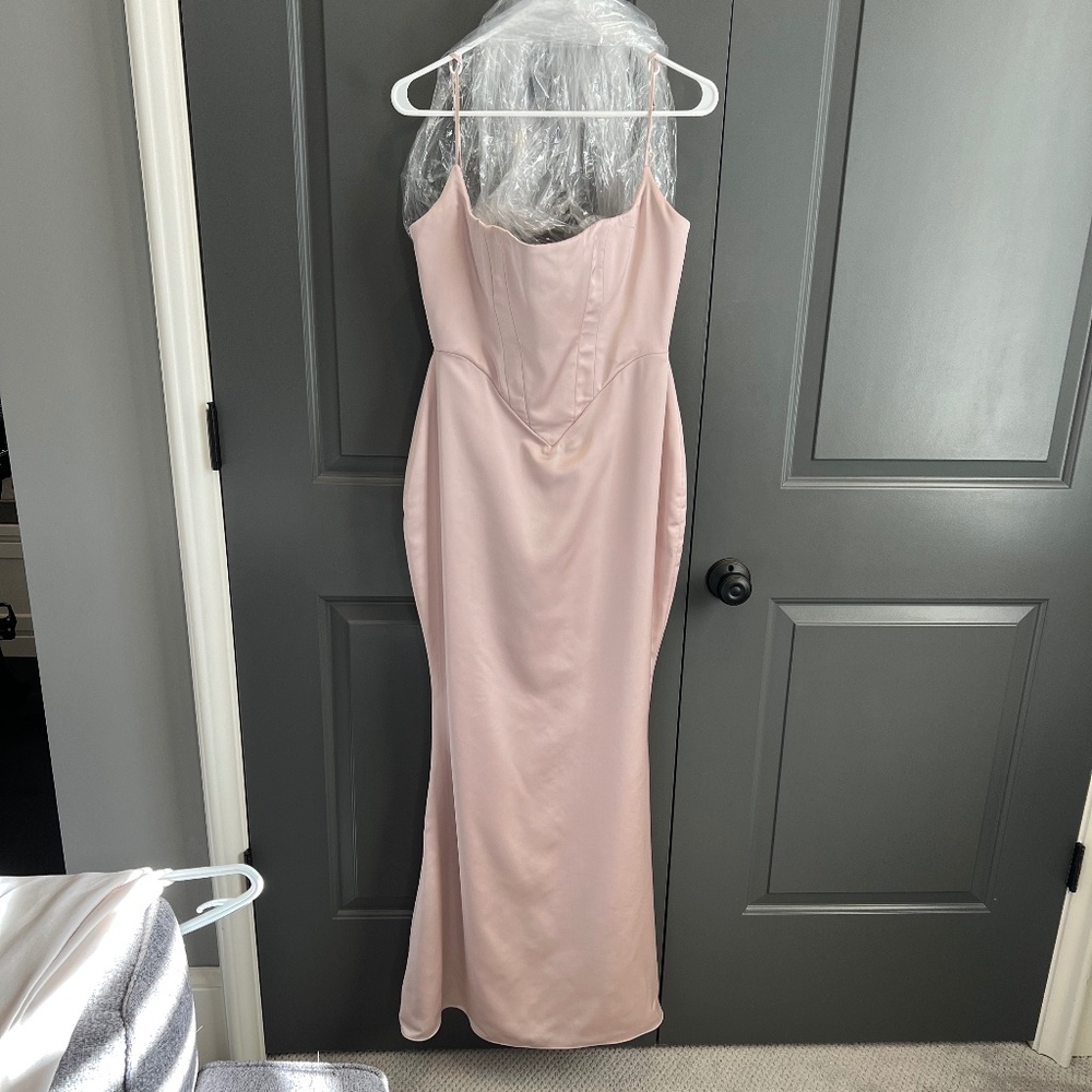 Olivette Crystal Satin Corset Maxi Dress-Size Large - Picture 8 of 15